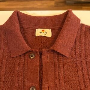 Marine Layer Men's Cardigan in Warm Rust